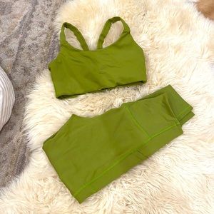 Girlfriend Collective Ivy Green Lou Bra High Rise Pocket Legging Set XS